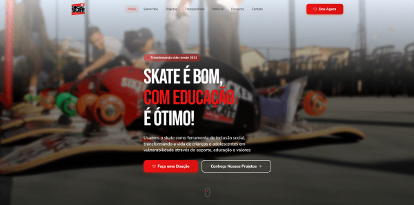 Interface do portal Social Skate