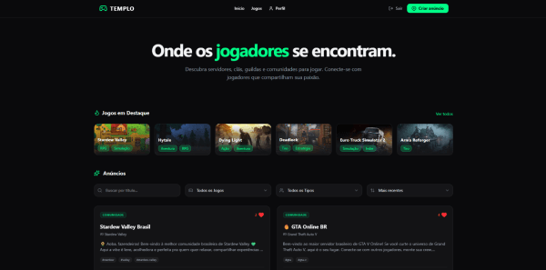 Interface do projeto Templo
